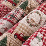 Christmas Farmhouse Patchwork Quilted 3-Piece Bedding Set