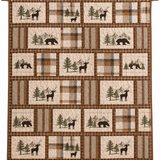 Moose and Deer Forest Plaid Quilted 3-Piece Bedding Set