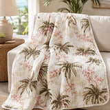 Tropical Plumeria Palm Quilted Blanket