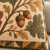 Autumn Oak Leaves & Acorn Quilted Pillow Cover