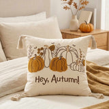 Hey, Autumn! Pumpkin Tassel Throw Pillow Cover