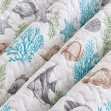 Coastal Sea Life Seashell & Coral Quilted 3-Piece Bedding Set