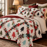 Christmas Tree Patchwork Quilted 3-Piece Bedding Set