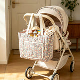 Floral Quilted Convertible Mommy Diaper Tote Bag