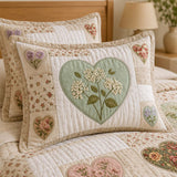 H.PAI Flower Patchwork 3-Piece Quilted Bedding Set