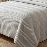 Minimalist Grey Stripe Quilted 3‑Piece Bedding Set