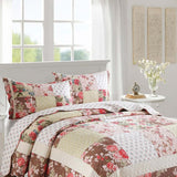 Rose Garden Patchwork Quilted 3-Piece Bedding Set