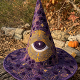 H.PAI Mystic Moon Eye Celestial Gothic Handcrafted Quilted Witch Hat