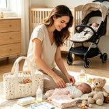 Whimsical Forest Quilted Beige Diaper Caddy Organizer