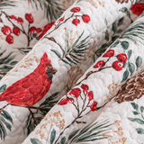 Winter Cardinal Christmas Quilted 3-Piece Bedding Set