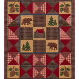 Rustic Bear Cabin Plaid Quilted 3-Piece Bedding Set