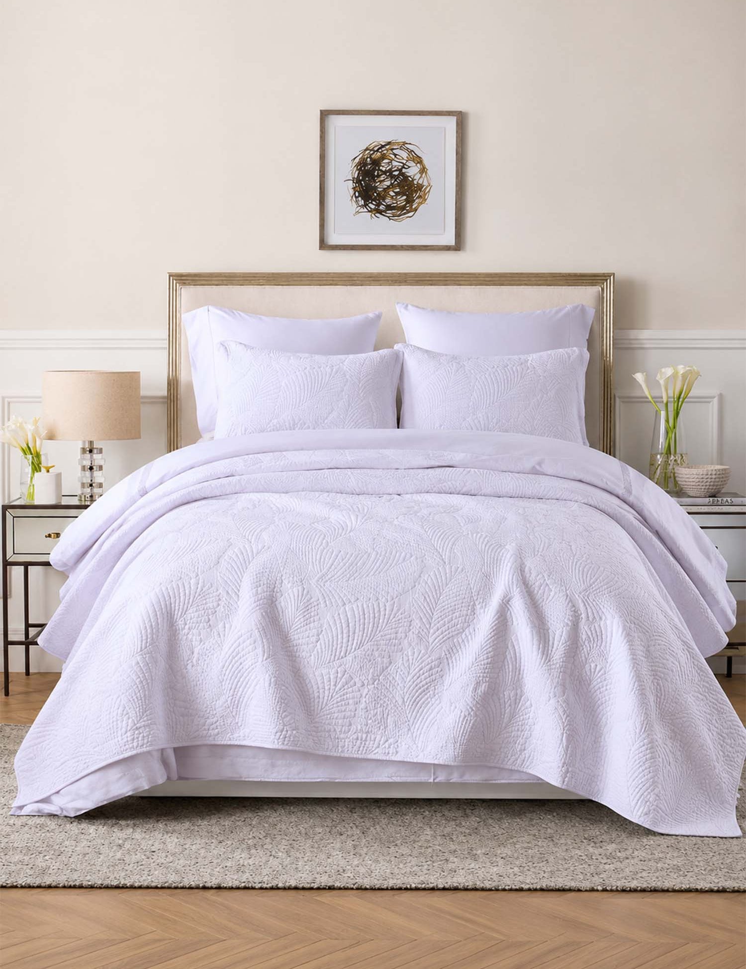 Leaf Texture Quilted 3-Piece Bedding Set