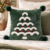 Christmas Tree Tufted Pom Pom Pillow Cover