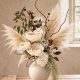 Ivory Peony Pampas Grass Dried Flower Bouquet