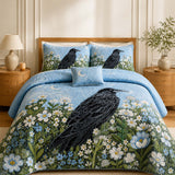 H.PAI Raven Moonlit Meadow Quilted 3-Piece Bedding Set