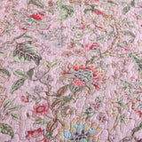 Soft Pink Country Botanical Floral Print Quilted 3‑Piece Bedding Set