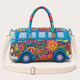Hippie Peace Joy Quilted Duffle Bag