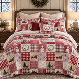 Christmas Farmhouse Patchwork Quilted 3-Piece Bedding Set