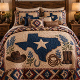 Texas Cowboy Star Southwestern Quilted 3-Piece Bedding Set