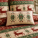 Reindeer Nordic Christmas Quilted 3-Piece Bedding Set