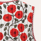 Red Poppy Floral - Reversible Vintage Patchwork Quilted Vest Tie-Front Waistcoat