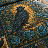 H.PAI Raven Golden Rose Garden Quilted 3-Piece Bedding Set