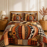 H.PAI Patchwork Pumpkin 3‑Piece Quilted Bedding Set