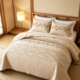 Vintage Botanical Quilted 3‑Piece Bedding Set