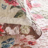 Rose Garden Patchwork Quilted 3-Piece Bedding Set