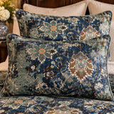 Vintage Blue Persian Floral Quilted 3-Piece Bedding Set
