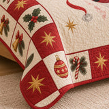 Jolly Santa Martini Christmas Quilted 3-Piece Bedding Set