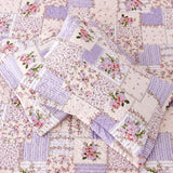 Lavender Floral Patchwork Quilted 3-Piece Bedding Set