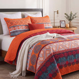 Sunset Folk Floral Quilted 3-Piece Bedding Set