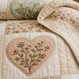 H.PAI Flower Patchwork 3-Piece Quilted Bedding Set