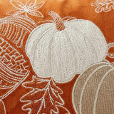 Orange Pumpkin Embroidered Lumbar Pillow Cover