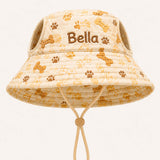 Personalized Pet Paw Quilted Dog Hat – Custom Pet Name With Ear Holes