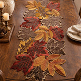 Autumn Maple Oak Leaf Cutout Fall Table Runner