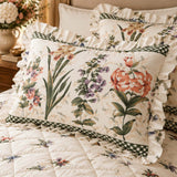 Vintage Floral 100% Cotton Quilted Bed Skirt Set