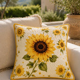 Sunflower Flower Quilted Pillow Case