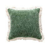 Sage Green Chenille Fringe Throw Pillow Cover
