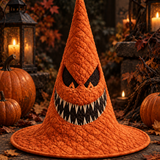 Grinning Demon Halloween Gothic Handcrafted Quilted Witch Hat