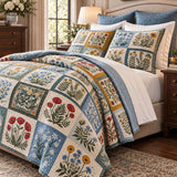 Wildflower Meadow Patchwork Quilted 3-Piece Bedding Set