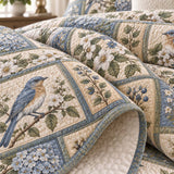 Bluebird Hydrangea Garden Quilted 3-Piece Bedding Set