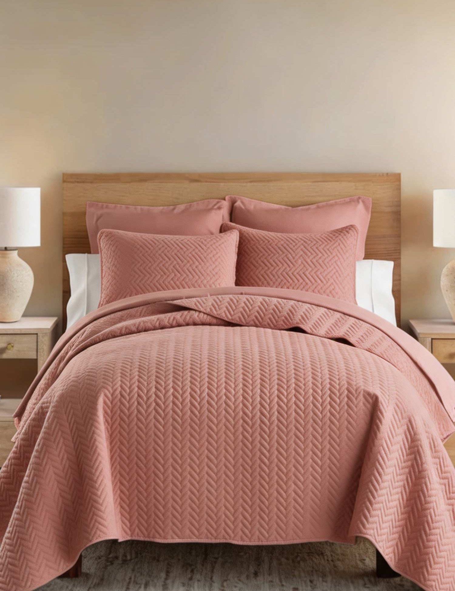 3-Piece Herringbone Quilted Coverlet Set