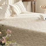 Ivory Daisy Vine Quilted 3-Piece Bedding Set