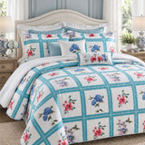 Vintage Purple Rose Stripe Quilted 3-Piece Bedding Set