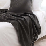 Textured Fringe Knitted Throw Blanket & Pillow Cover Set