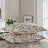 Vintage Rose Floral Print Quilted 3‑Piece Bedding Set