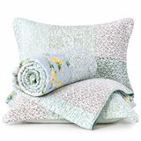 Pastel Botanical Patchwork Quilted 3-Piece Bedding Set