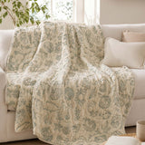 Sea Life Adventure Green 100% Cotton Gauze Soft Puff Blanket